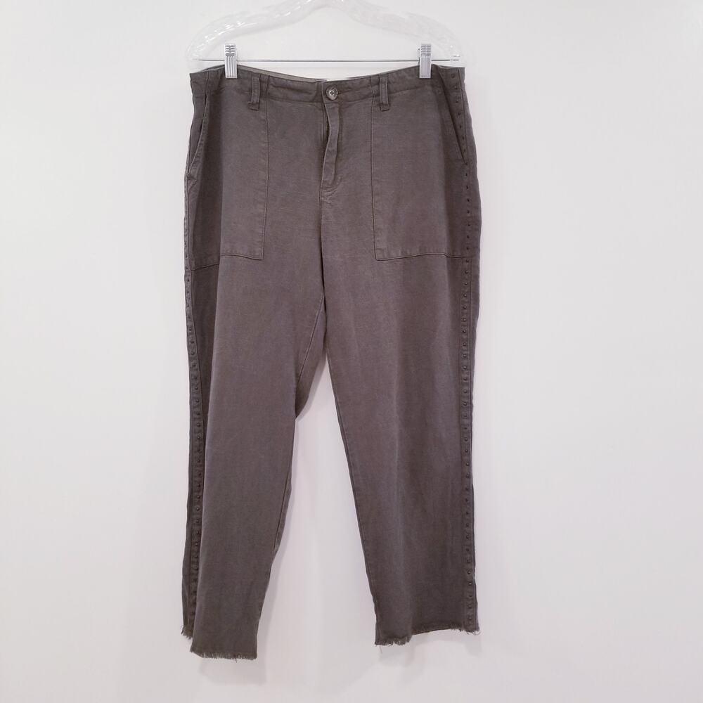 Joie Women Yvonette Crop Pants Studded Raw Hem High Rise